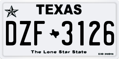 TX license plate DZF3126