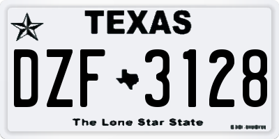 TX license plate DZF3128
