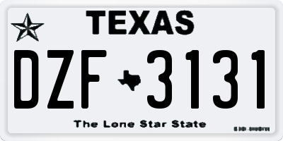 TX license plate DZF3131