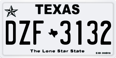 TX license plate DZF3132