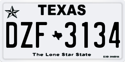 TX license plate DZF3134