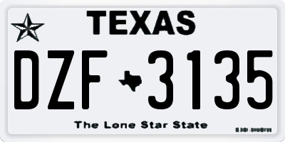 TX license plate DZF3135