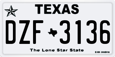 TX license plate DZF3136