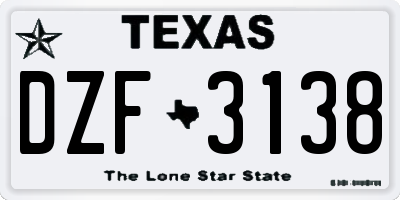 TX license plate DZF3138