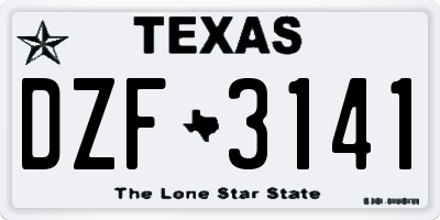 TX license plate DZF3141