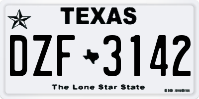 TX license plate DZF3142