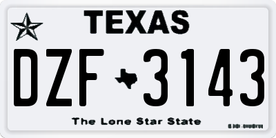 TX license plate DZF3143