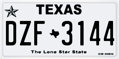 TX license plate DZF3144