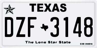 TX license plate DZF3148