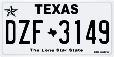 TX license plate DZF3149