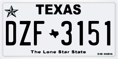 TX license plate DZF3151