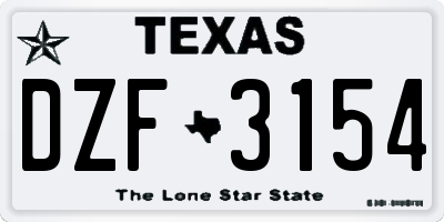 TX license plate DZF3154