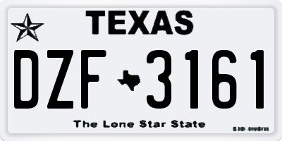 TX license plate DZF3161