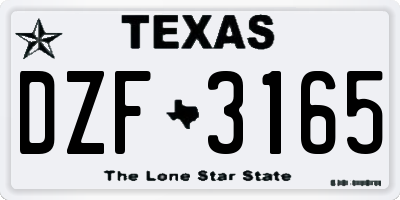 TX license plate DZF3165