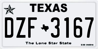 TX license plate DZF3167