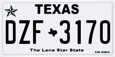 TX license plate DZF3170