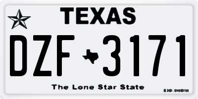TX license plate DZF3171