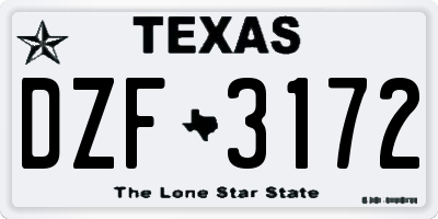 TX license plate DZF3172