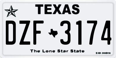 TX license plate DZF3174
