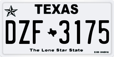 TX license plate DZF3175
