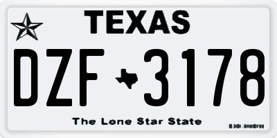 TX license plate DZF3178