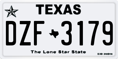 TX license plate DZF3179
