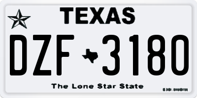 TX license plate DZF3180
