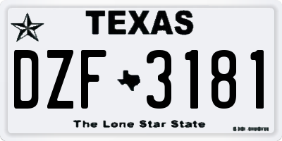 TX license plate DZF3181