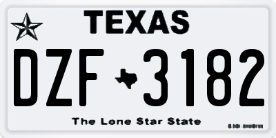 TX license plate DZF3182