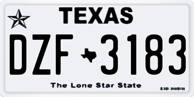 TX license plate DZF3183