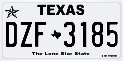 TX license plate DZF3185