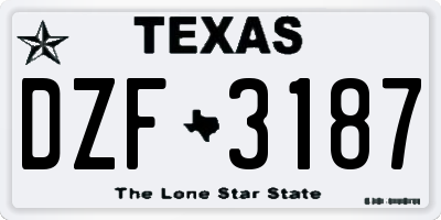 TX license plate DZF3187