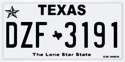 TX license plate DZF3191