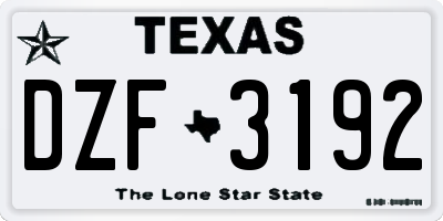 TX license plate DZF3192