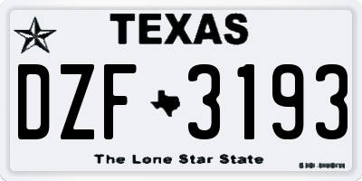 TX license plate DZF3193