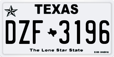 TX license plate DZF3196