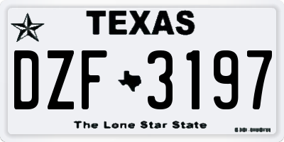 TX license plate DZF3197