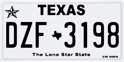 TX license plate DZF3198