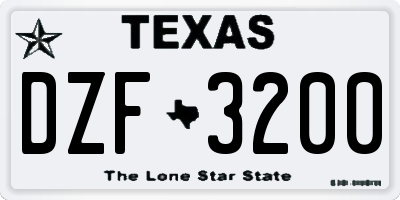 TX license plate DZF3200