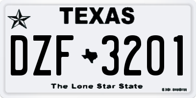 TX license plate DZF3201