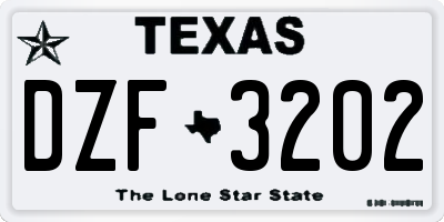 TX license plate DZF3202
