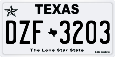 TX license plate DZF3203