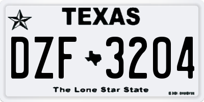 TX license plate DZF3204