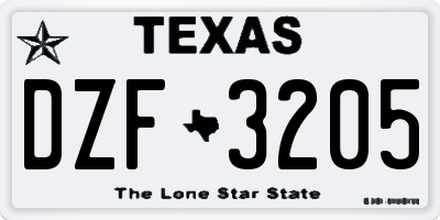 TX license plate DZF3205
