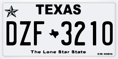 TX license plate DZF3210