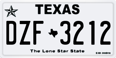 TX license plate DZF3212
