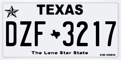 TX license plate DZF3217