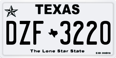 TX license plate DZF3220