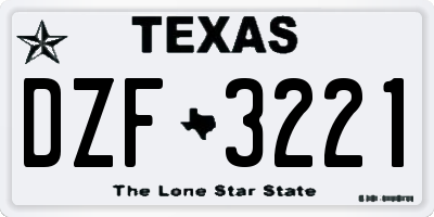 TX license plate DZF3221