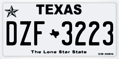 TX license plate DZF3223